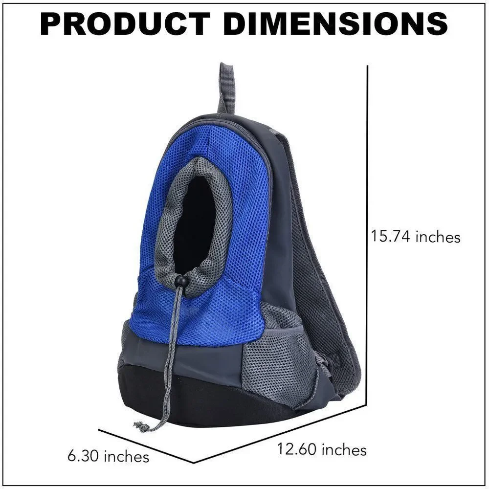Blue and Grey Nylon Pet Bag with Adjustable Padded Straps
